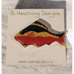 Hand Crafted Brooch Fish Pin Colorful Rainbow B Hesching Designs Artist Made USA